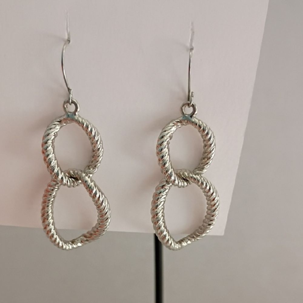 Elegant Silver Colored‎ Twisted Hoop Earrings